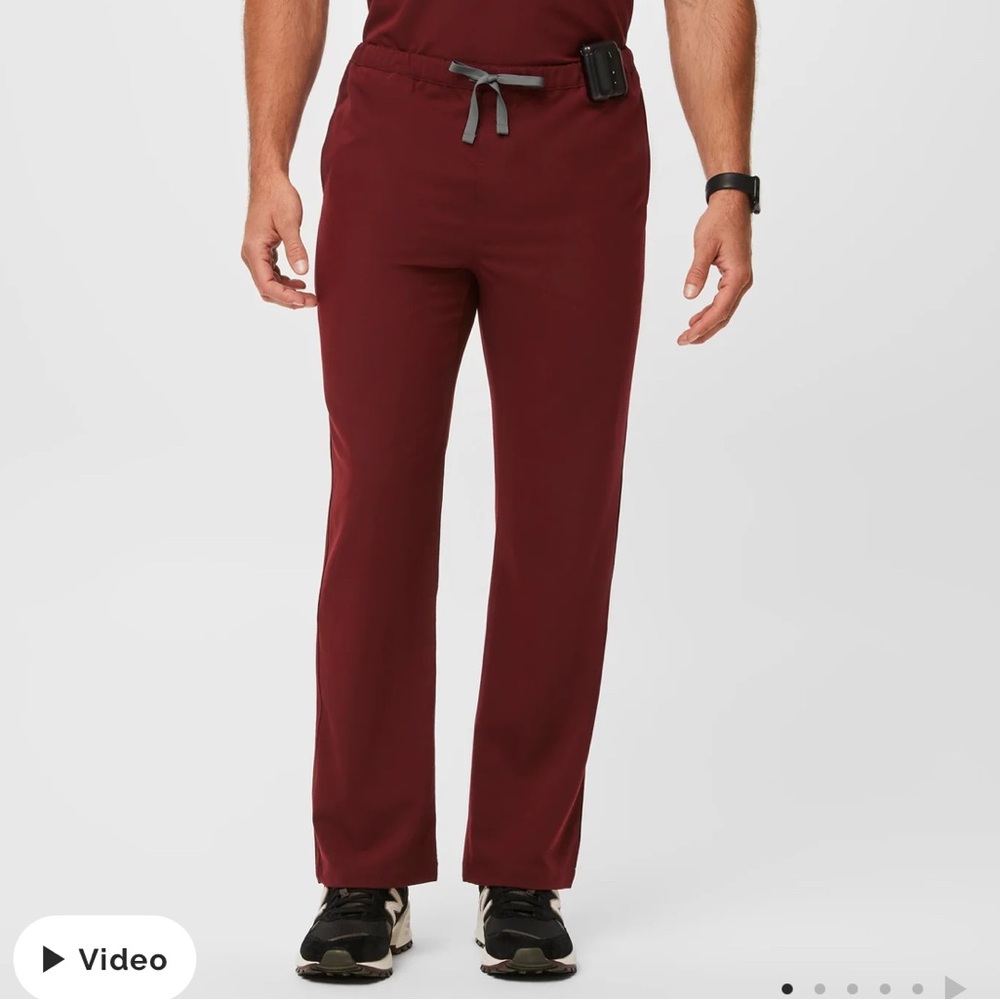 Wear Figs Men's Burgundy Pisco Basic Scrub Pants - Size L